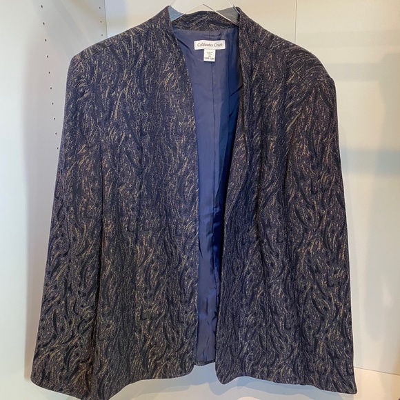 Coldwater Creek | Purple Shimmer Jacquard Blazer 2 - Picture 2 of 8